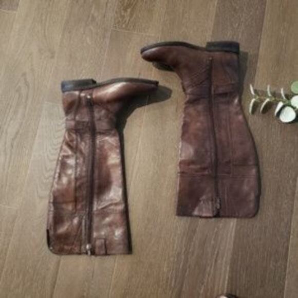 Marc Fisher Amber Brown Leather Round Toe 1" Heel Boots Size 5 Slip On - Picture 5 of 8